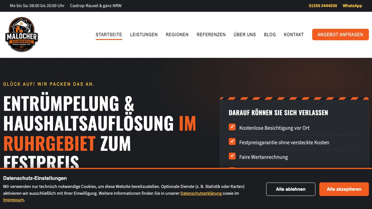 Malocher Räumservice Almanya web tasarım ve SEO projesi
